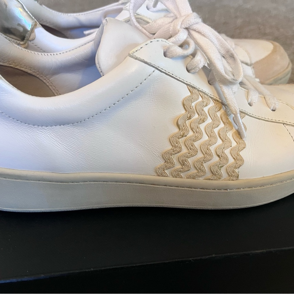 Loeffler Randall White and Tan Sneakers